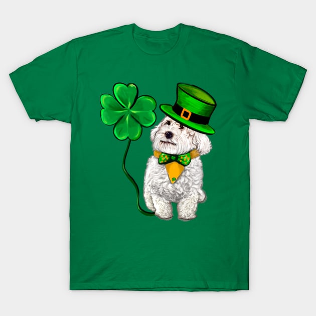 Clover Malarkey Funny Cavapoo puppy dog in hat and tie with Shamrocks - green 4 leaf clovers shamrock. Shenanigans The best Irish gift ideas 2024 T-Shirt by Artonmytee